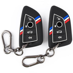 SUGOPADEN silicone key fob cover protecting BMW keys from scratches.