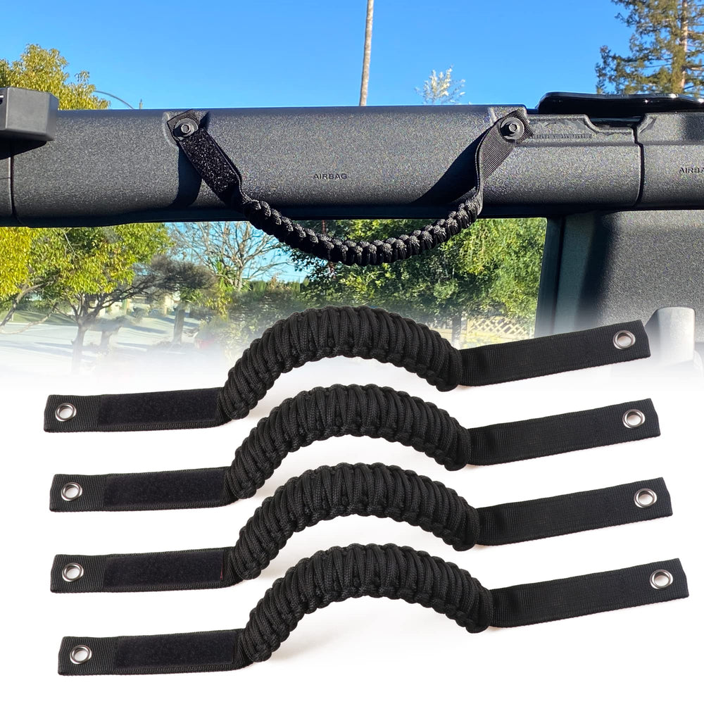 Sukemichi Bronco grab handles paracord roll bar black with secure grip for off-road entry