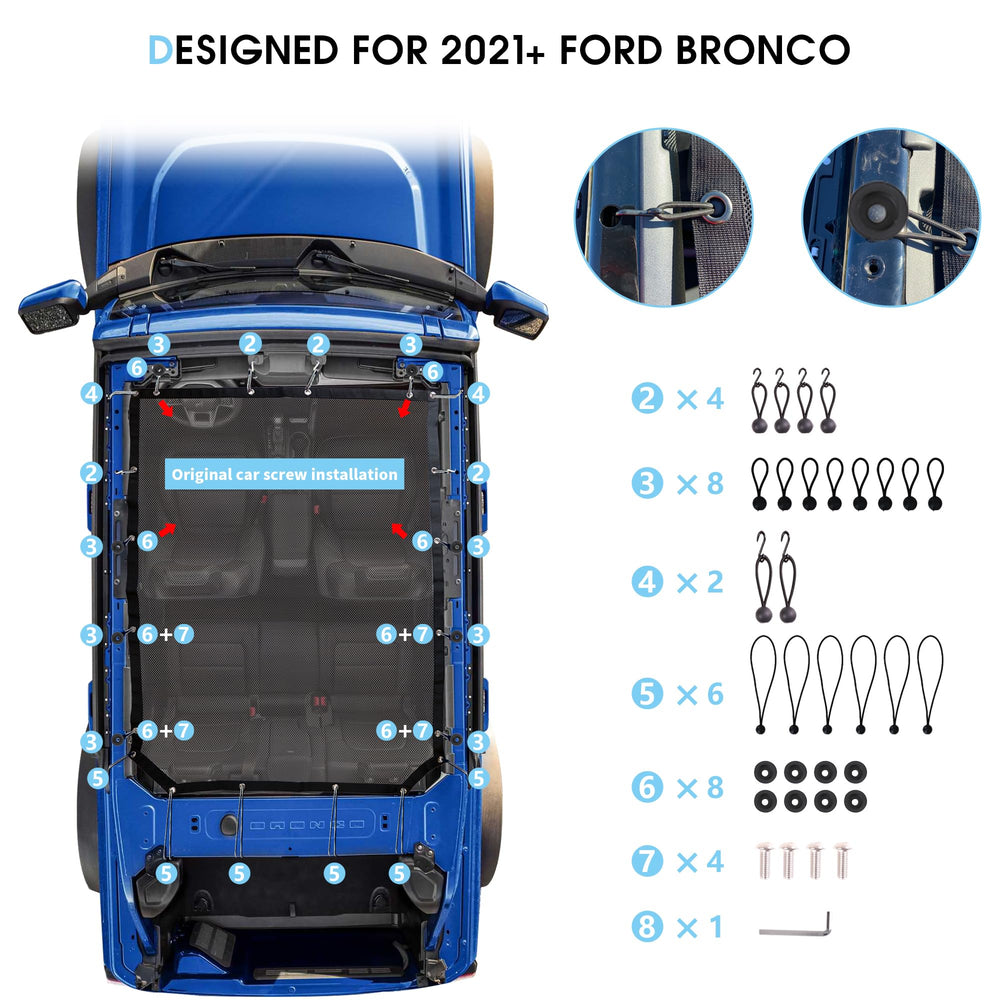 Sukemichi Bronco sunshade easy-bungee-install setup.