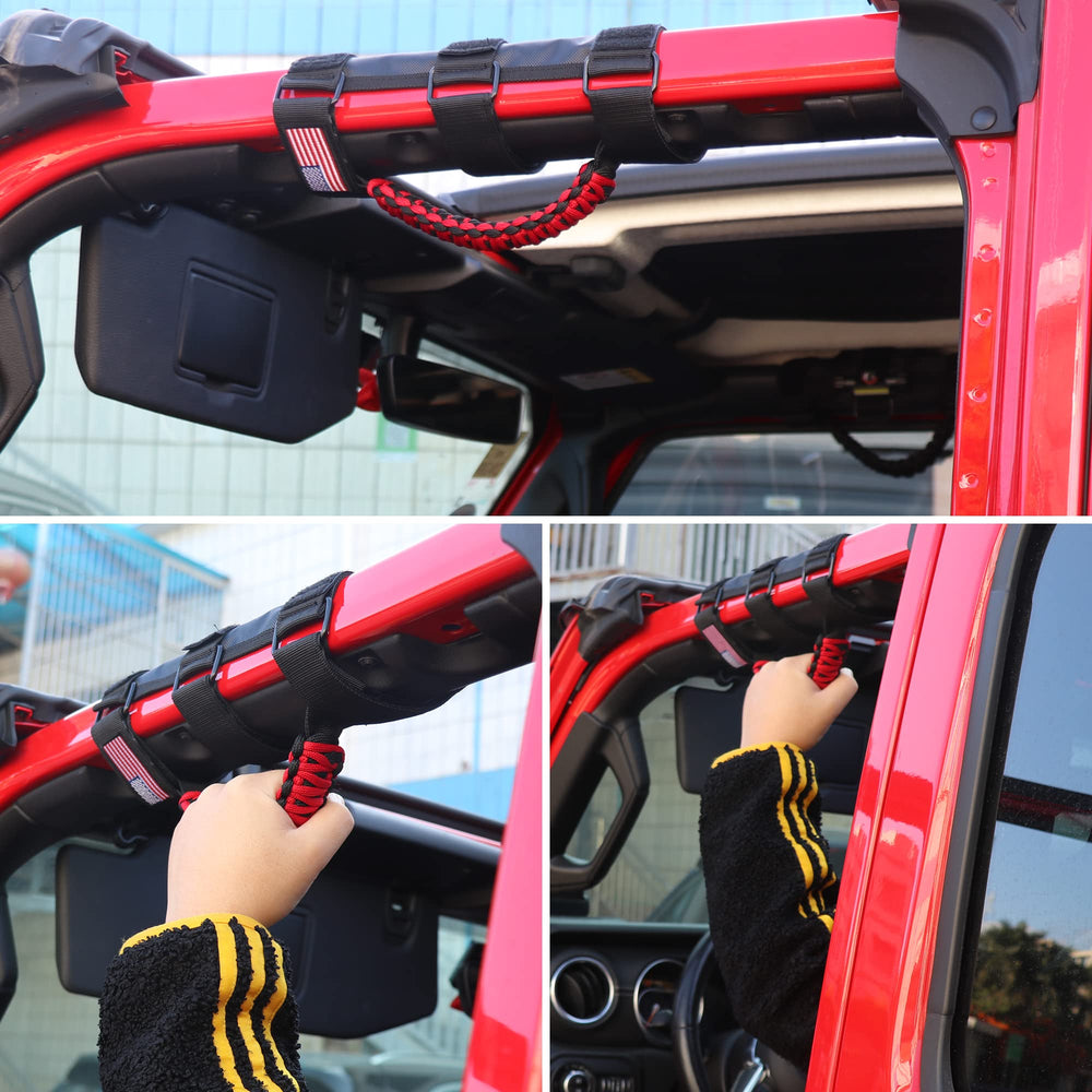Sukemichi in-use handles on Jeep Wrangler for secure entry on rough roads.