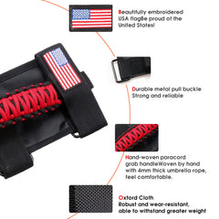 Sukemichi Jeep Wrangler roll-bar grab red offers secure grip during off-road use.