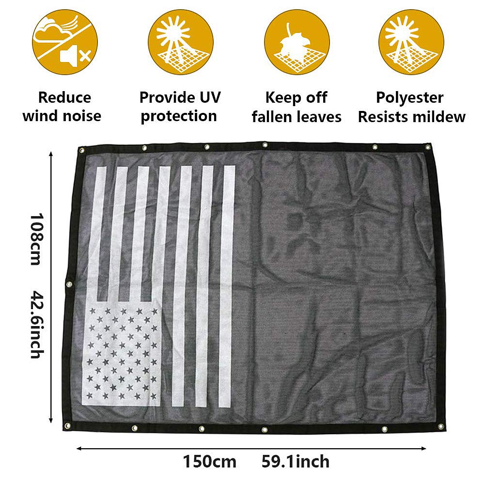 Sukemichi Jeep Wrangler TJ sunshade mesh on the top reduces wind noise