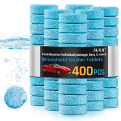 Sukh windshield washer tablet packaging shows compact, portable cleaning solution