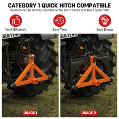 Heavy-duty tractor hitch by Sulythw for outdoor work.