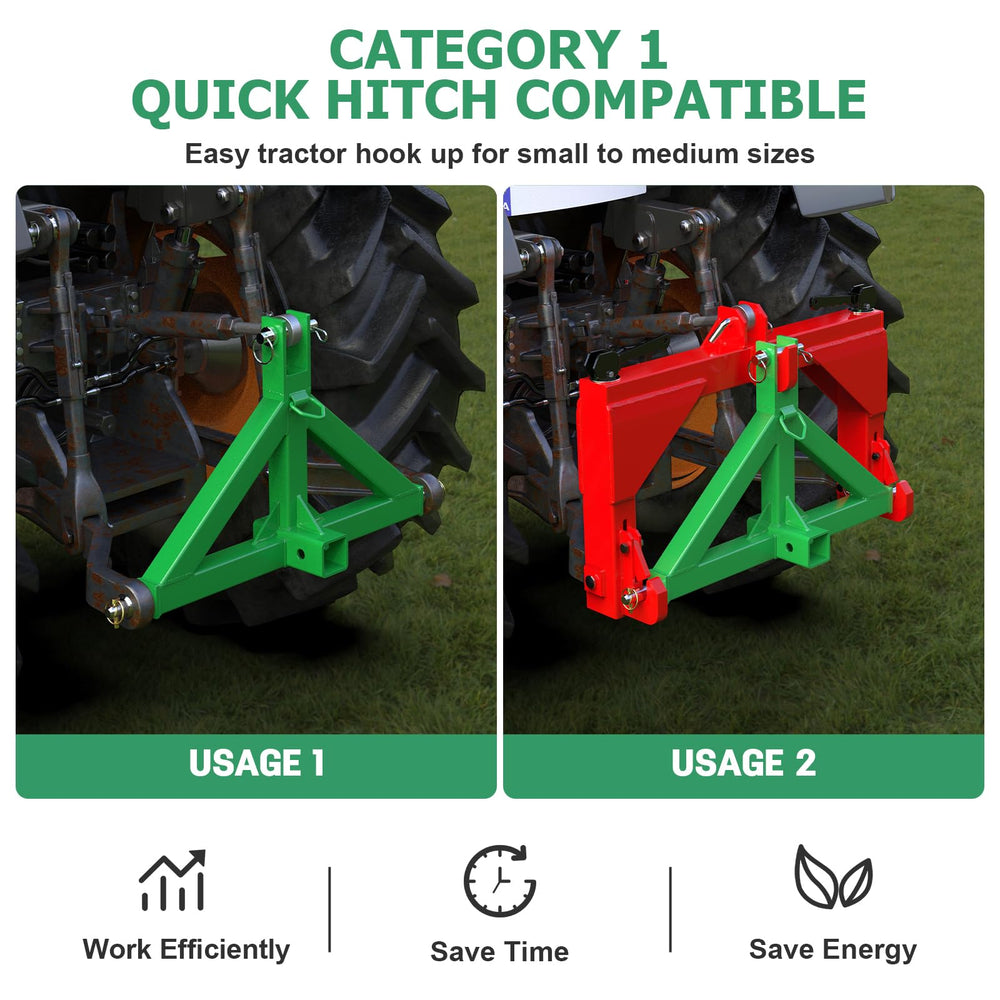 Sulythw quick hitch attachment enables fast implement changes on Category 1 tractors.