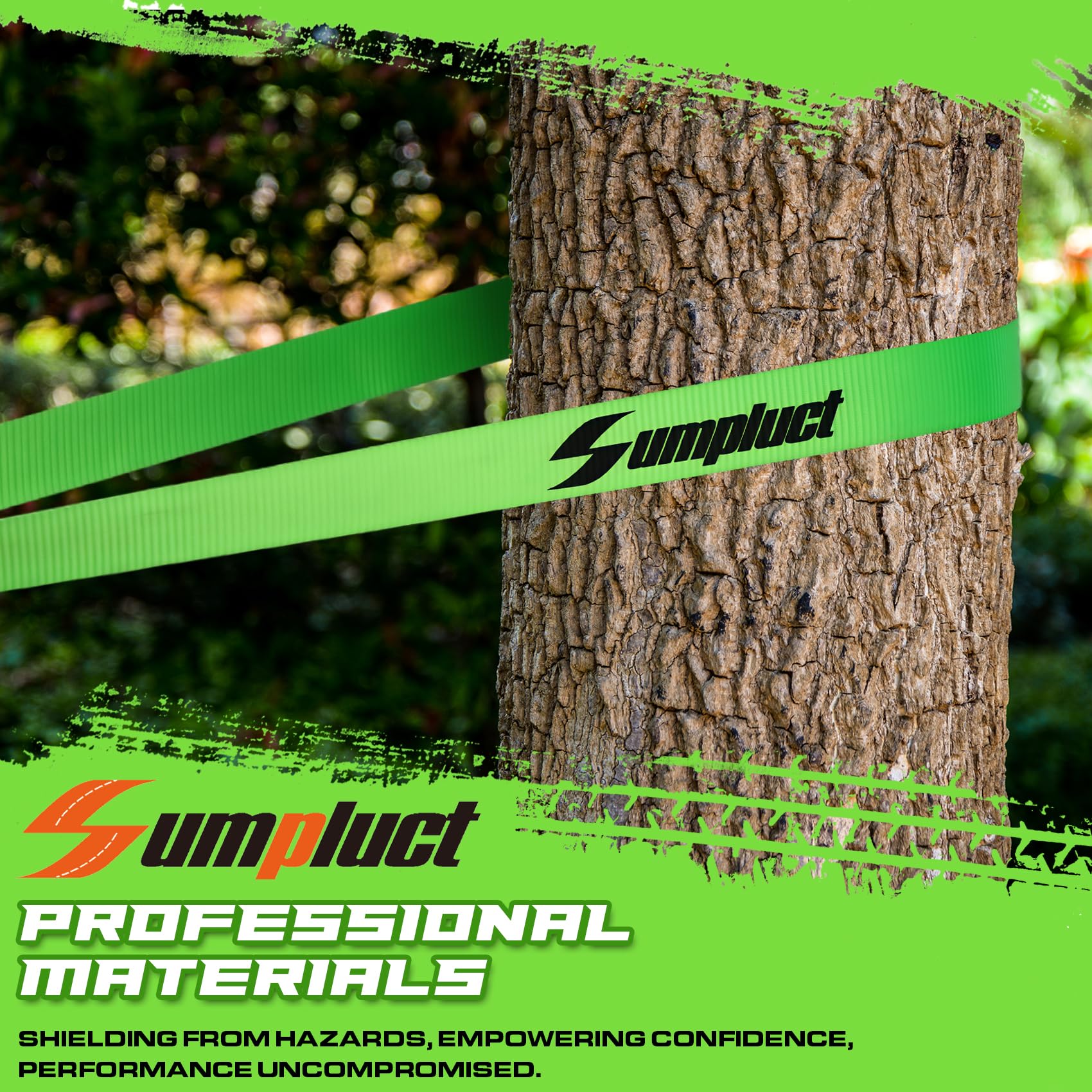 Sumpluct green tow strap showing reinforced loops for abrasion resistance