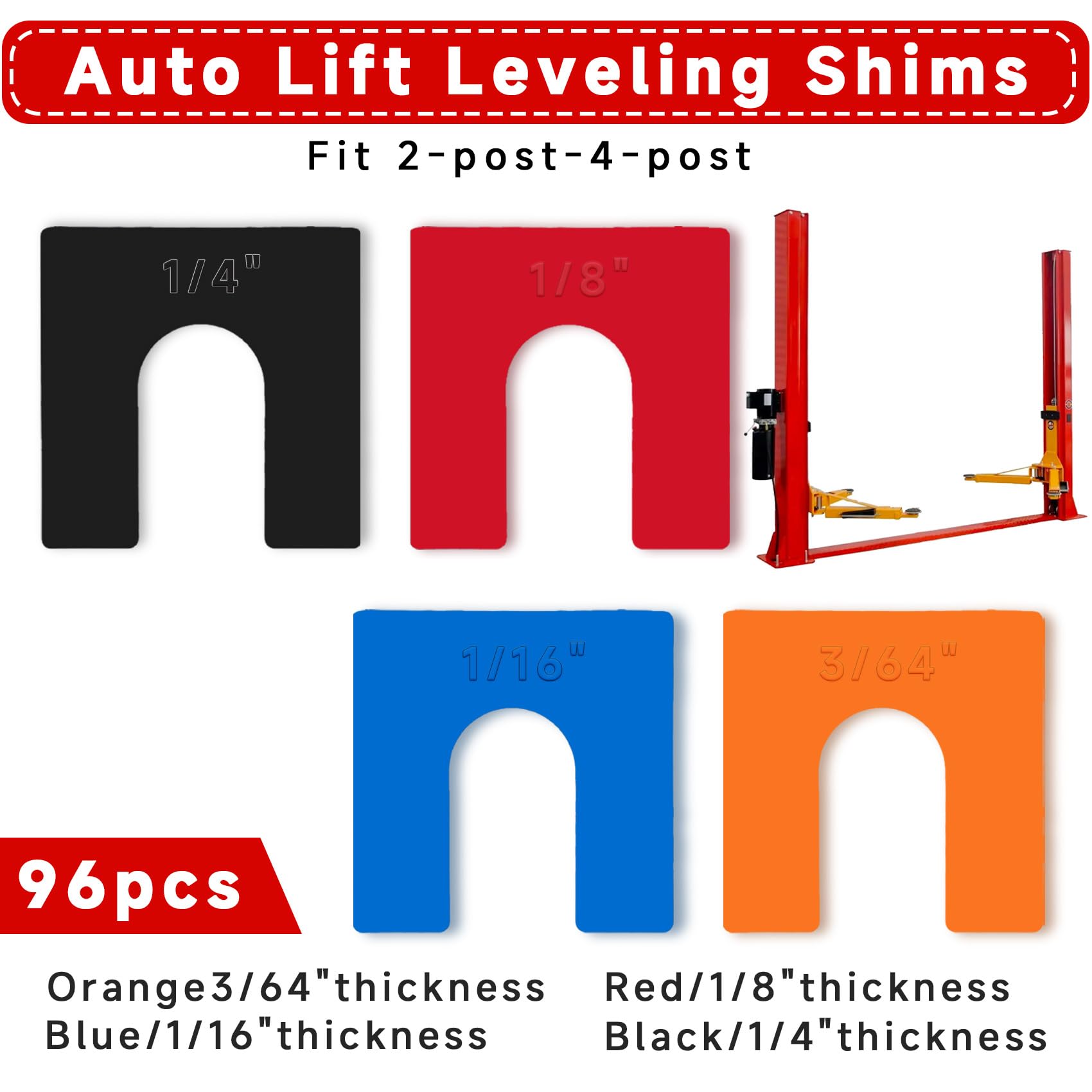 SunDiss red 1/8 inch shim stabilizes lift balance during service tasks