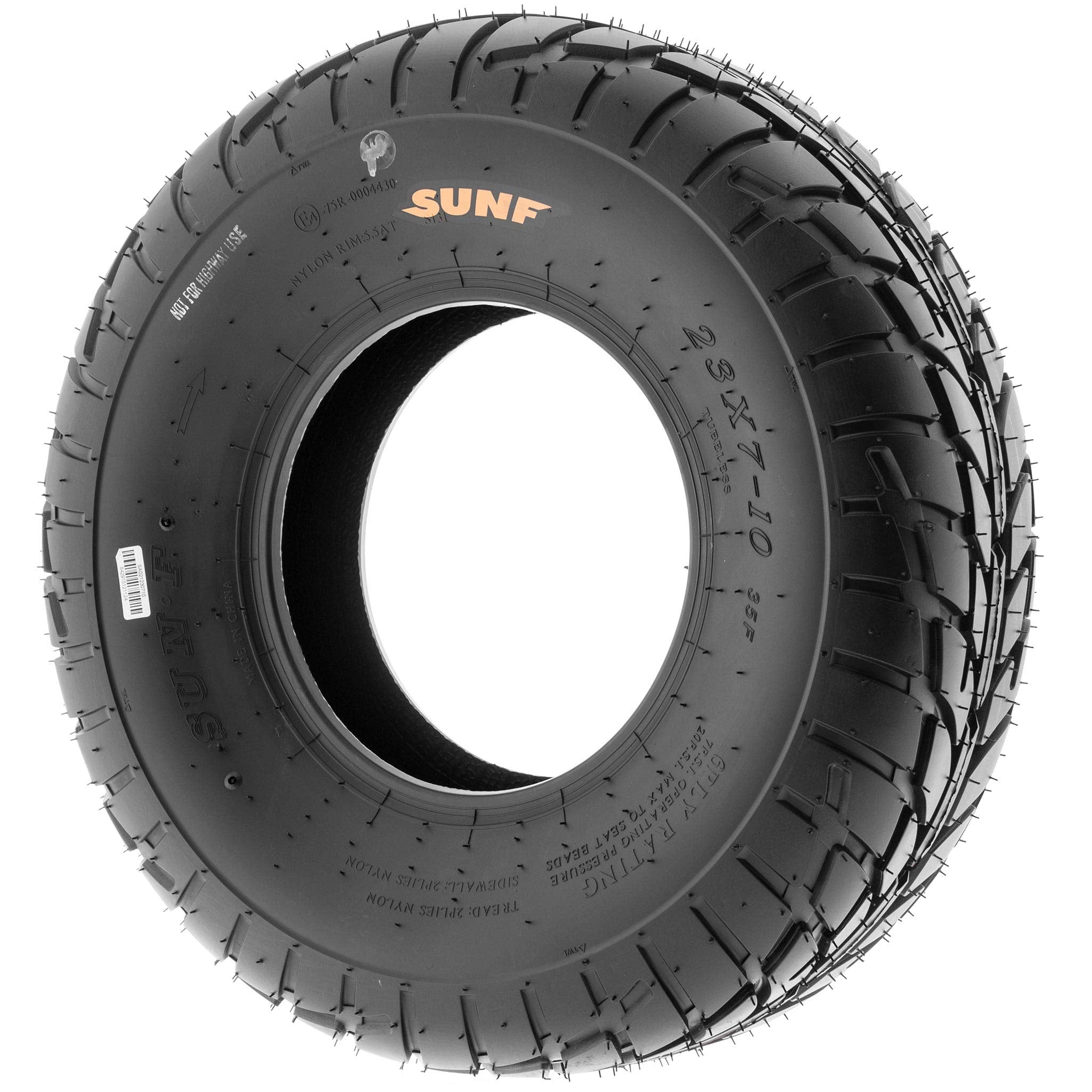 SUNF 14570x6 ATV tire on paved road demonstrates smooth traction.