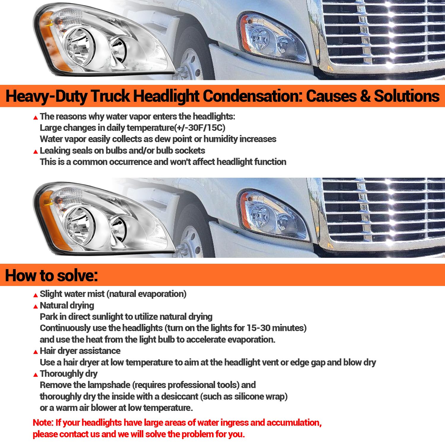 Sunhua Cascadia OE replacement headlights for easy vehicle compatibility.