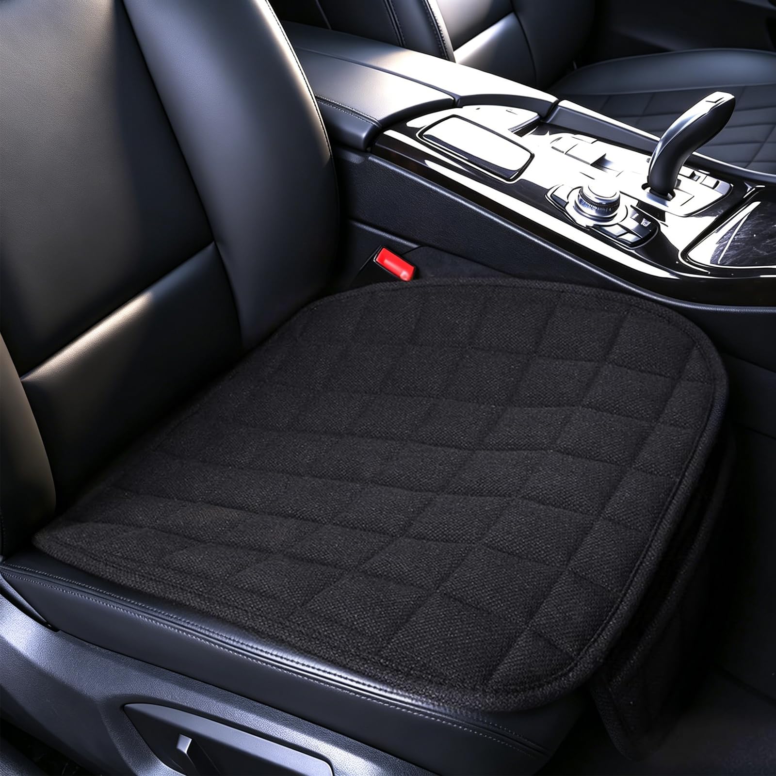 Suninbox linen front-seat-cover in black, breathable and comfortable.