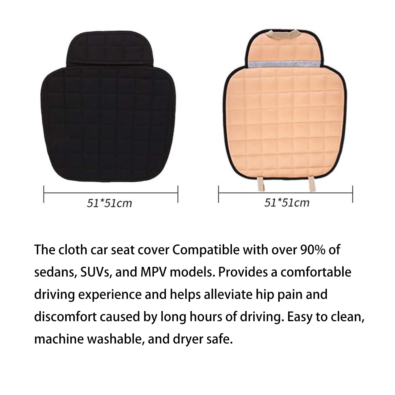 Suninbox linen front-seat-cover with storage pocket for phone and items.