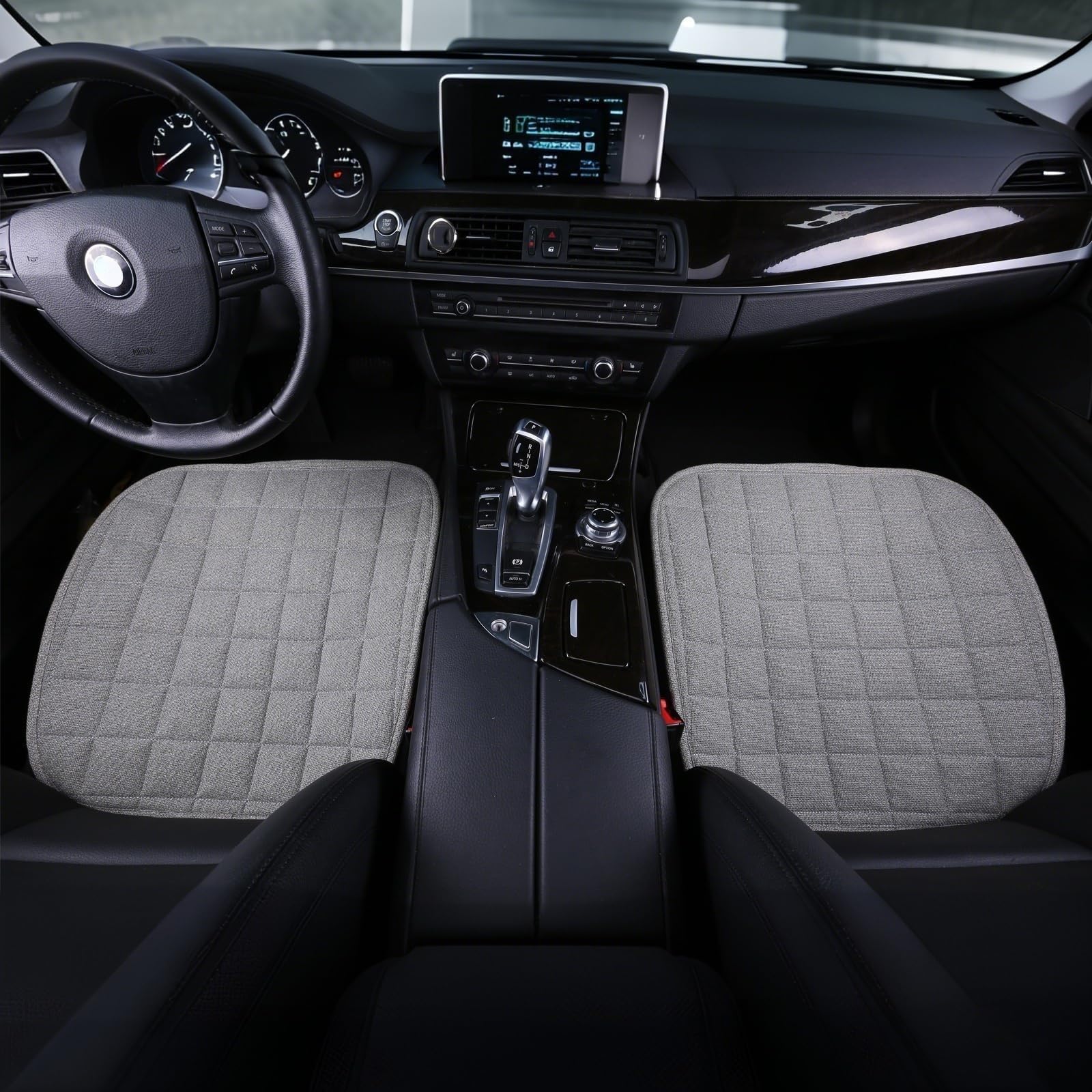 Suninbox linen seat cover back panel showing a non-slip surface for steady driving.
