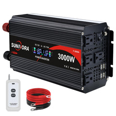 Sunivora 3000W inverter front view shows compact aluminum shell for reliable portable power.
