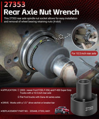 Sunluway 27353 in-use with Ford F-250 demonstrates easy removal with 1/2-inch drive ratchet