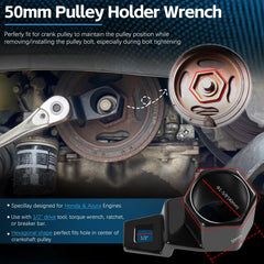 Sunluway hex-design holder grips the pulley to prevent rotation during service.