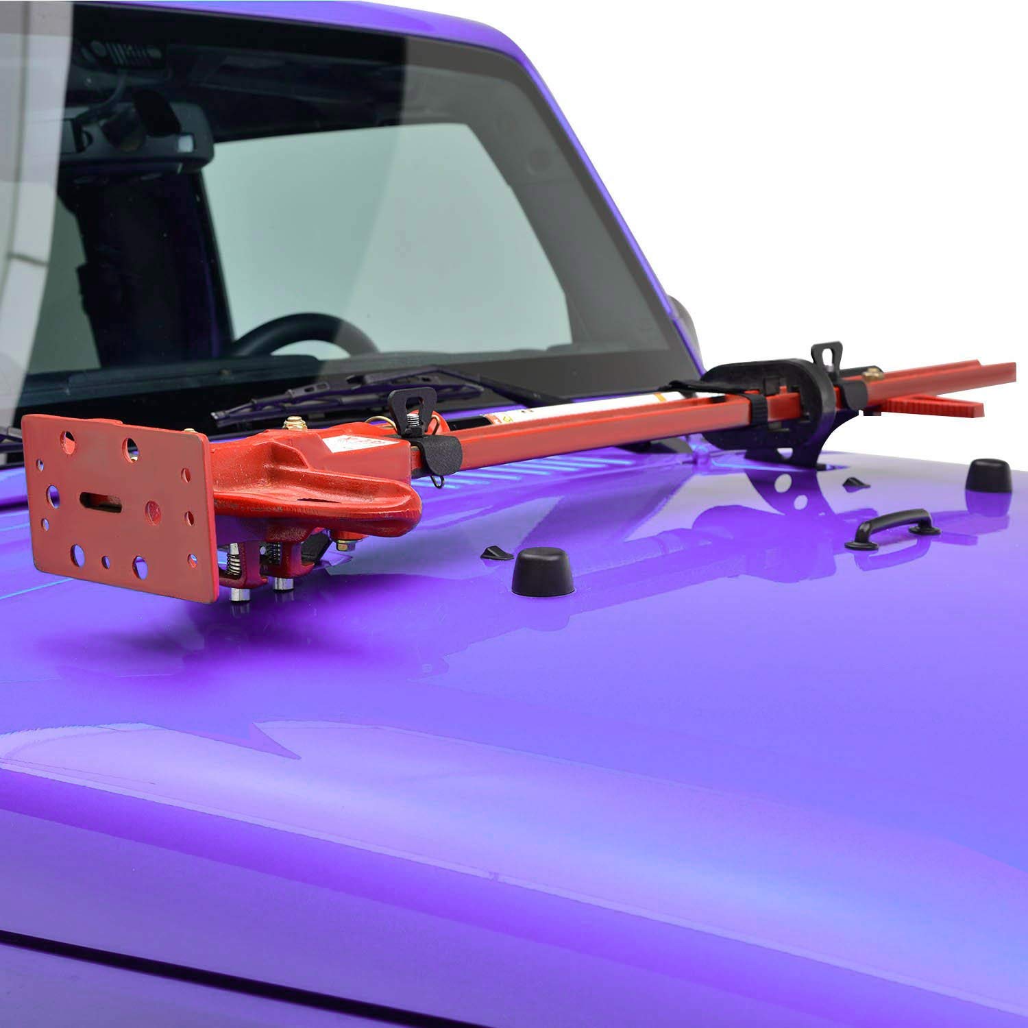 Sunluway jack mount on rear door hinge for trail readiness.