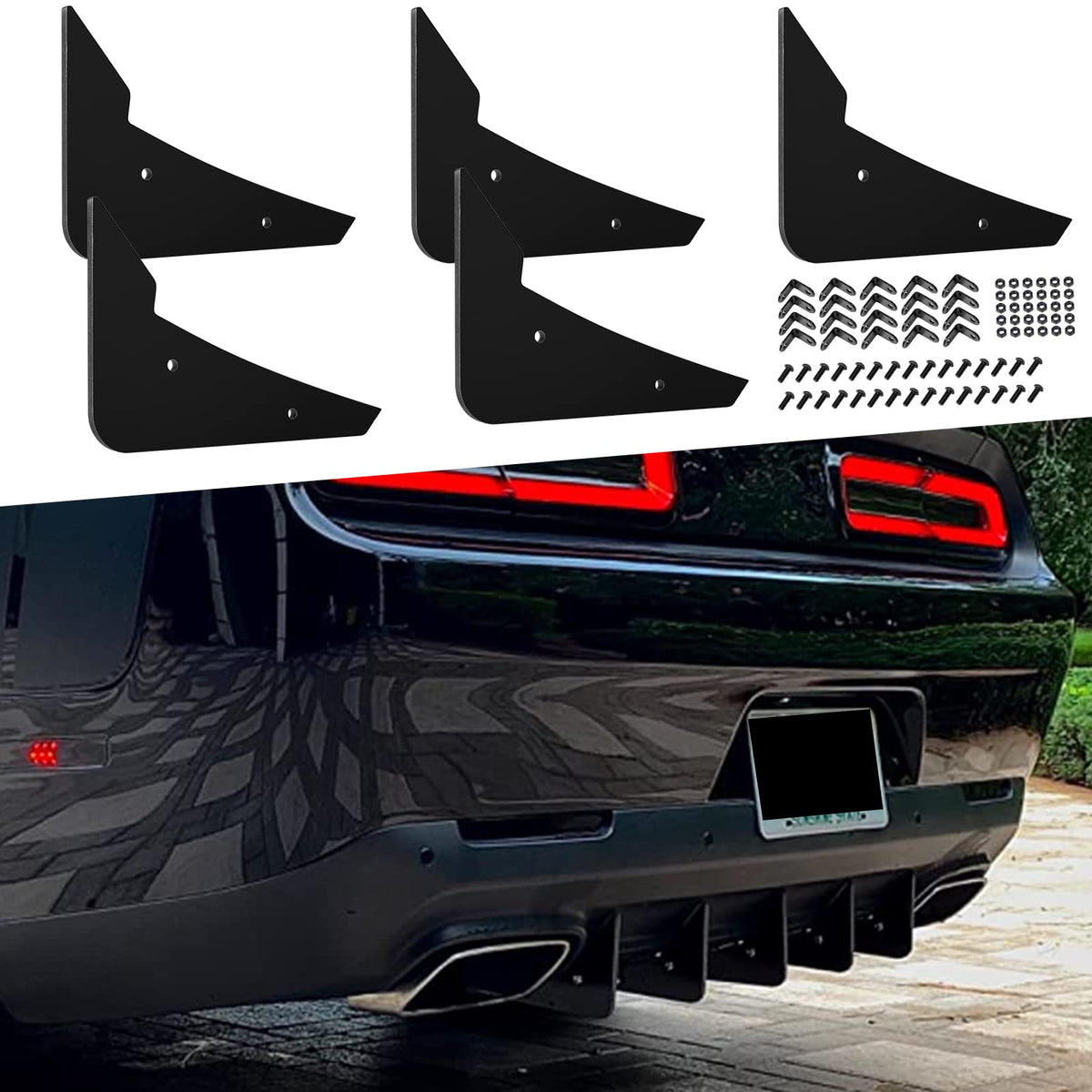 Sunluway rear diffuser 5 fins v3 enhances aggressive styling and potential downforce for Challenger