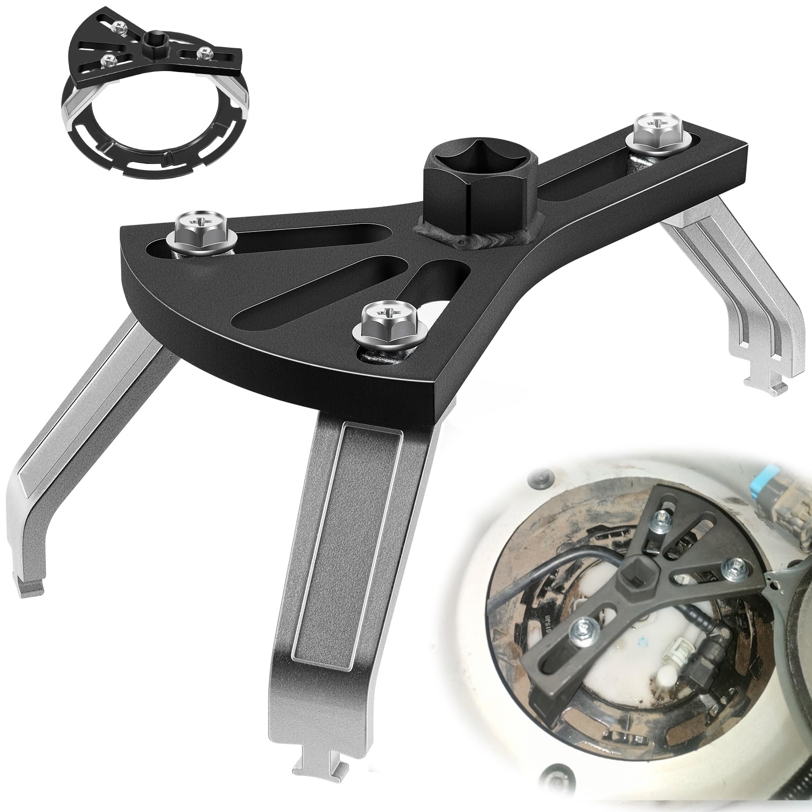 Sunluway universal fuel pump removal tool showing broad lock ring compatibility