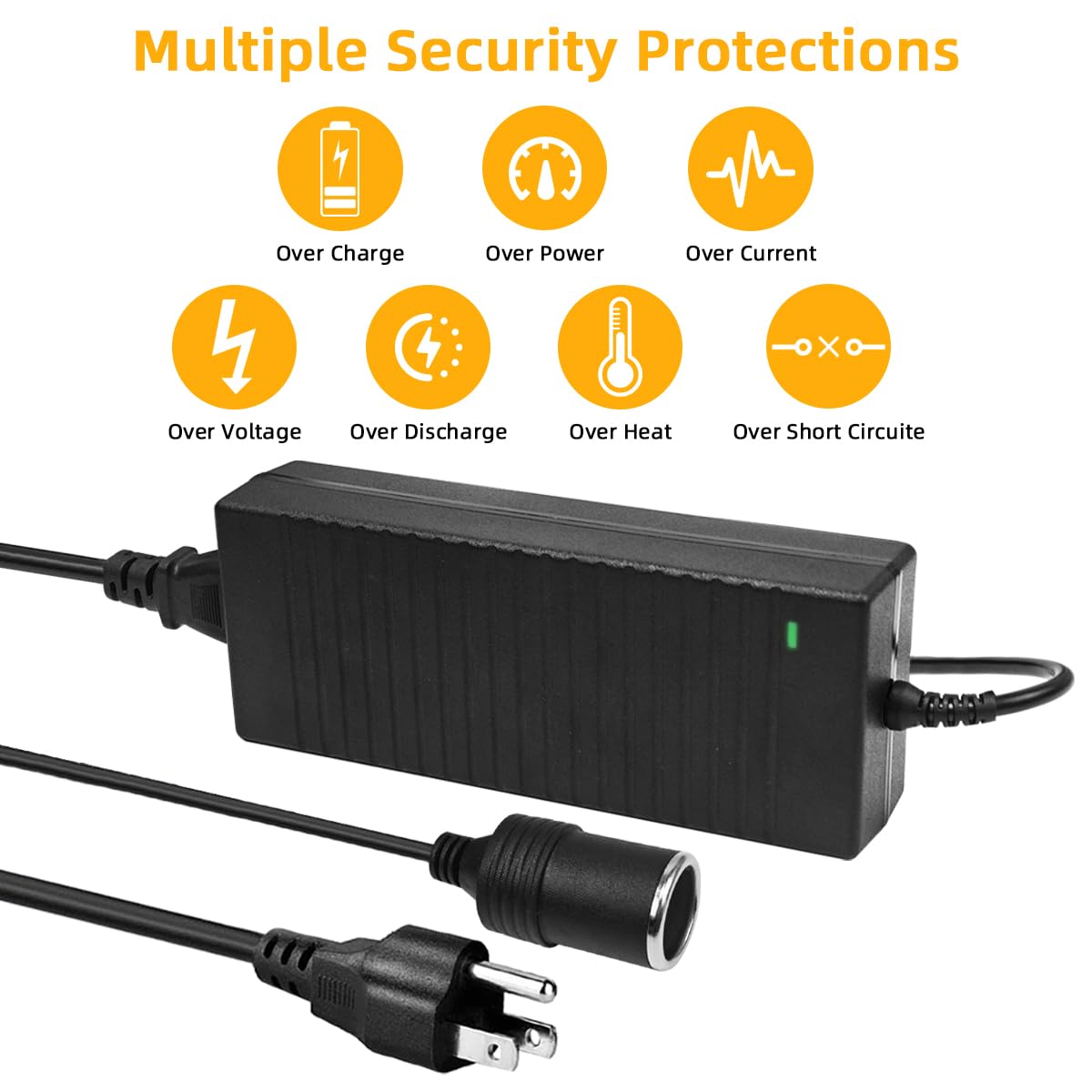 SUNMEG 180W converter cigarette-lighter port powers car accessories anywhere.