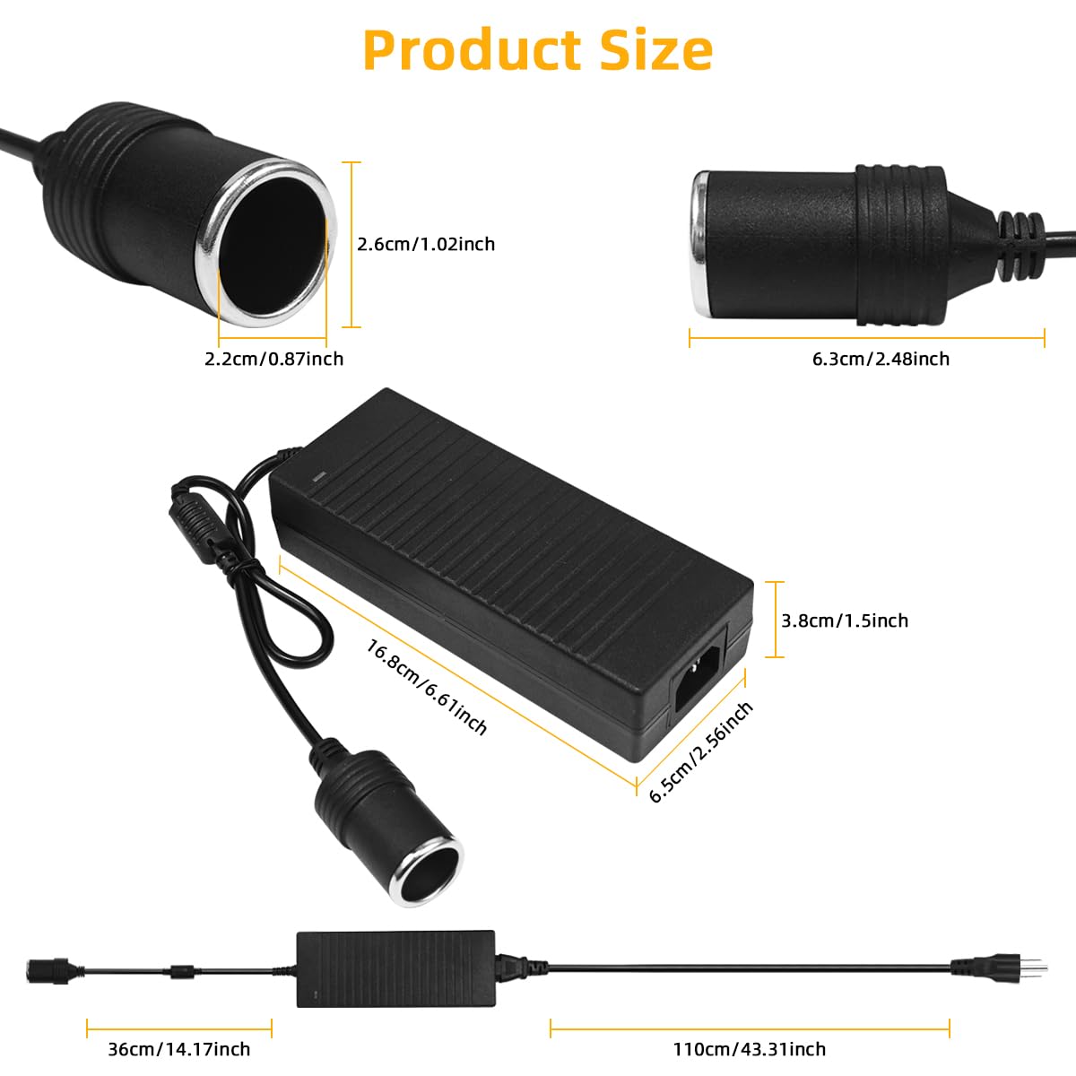 SUNMEG 180W converter side panel highlights safety certifications for trusted performance.