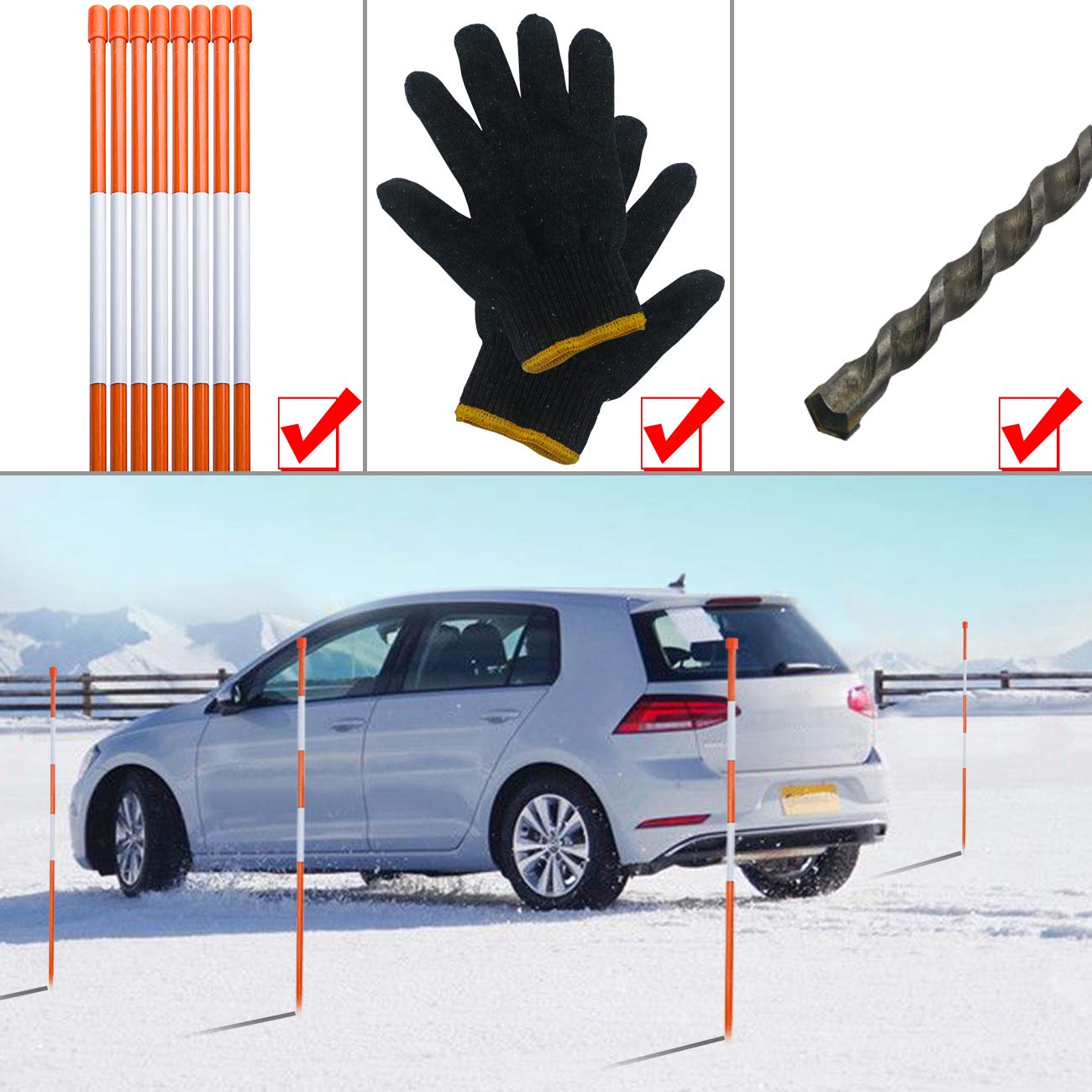 Sunnyglade 100-pack markers provide durable yard and driveway marking in winter.
