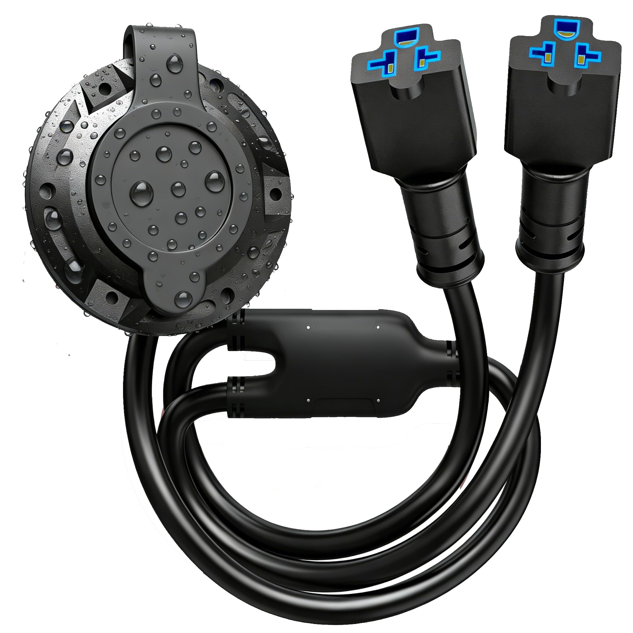 SunnyLith 20A RV shore power inlet with dual ports for simultaneous power access.