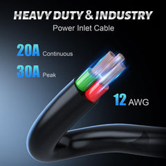 SunnyLith waterproof power inlet with rugged outdoor cover for weather resistance.