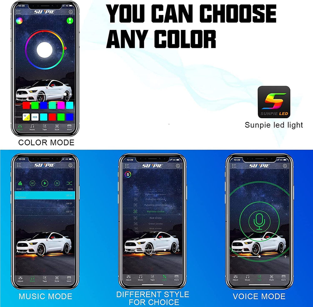 Sunpie rock lights offer music mode underglow to sync with your vehicle's vibe.