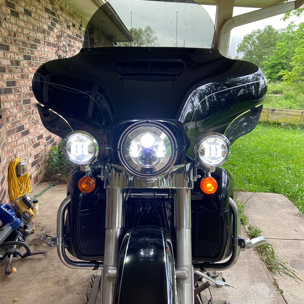 SUNPIE 7-inch Harley headlight low and high beam demonstration for touring models.
