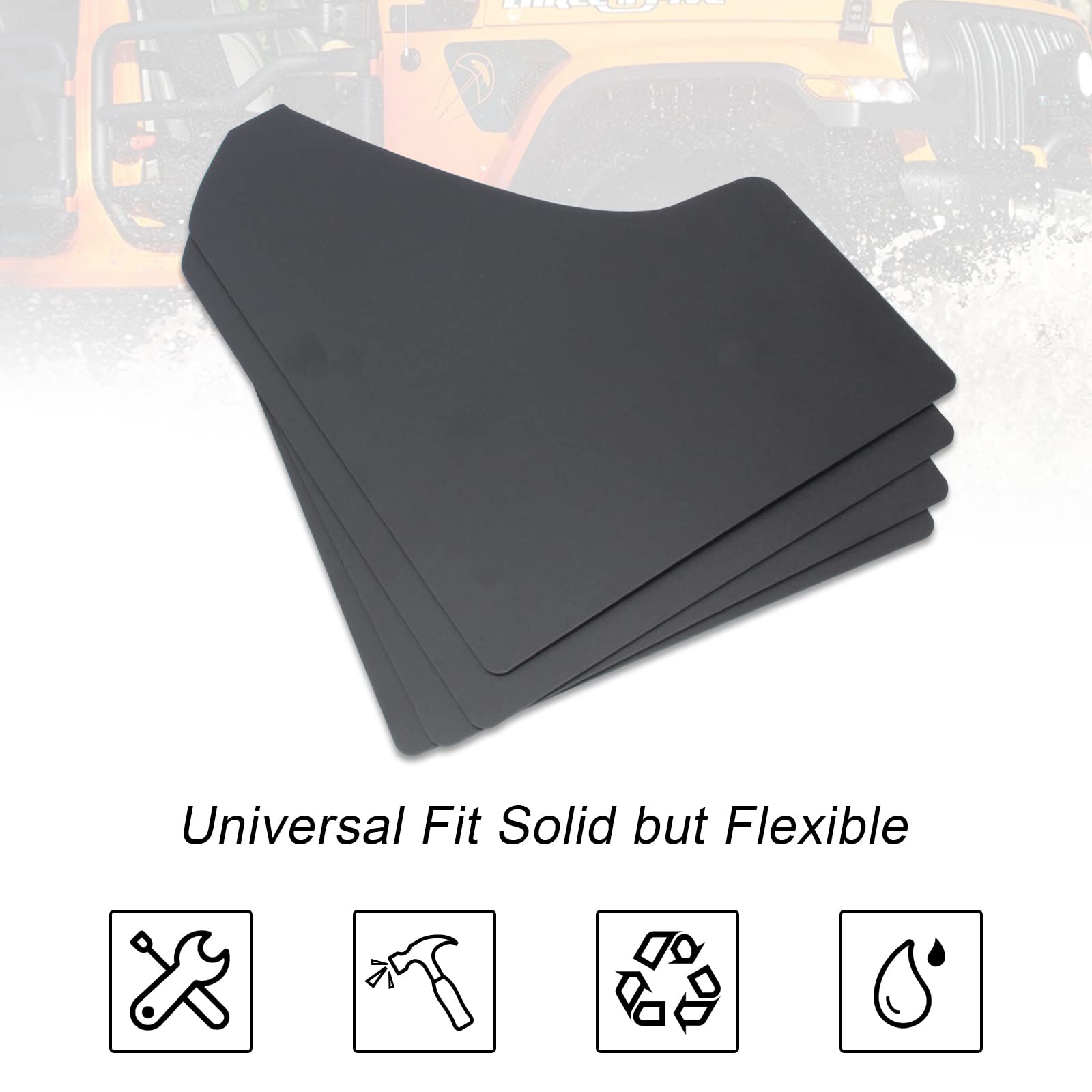 SUNPIE mud flaps demonstrate compatibility with running boards.