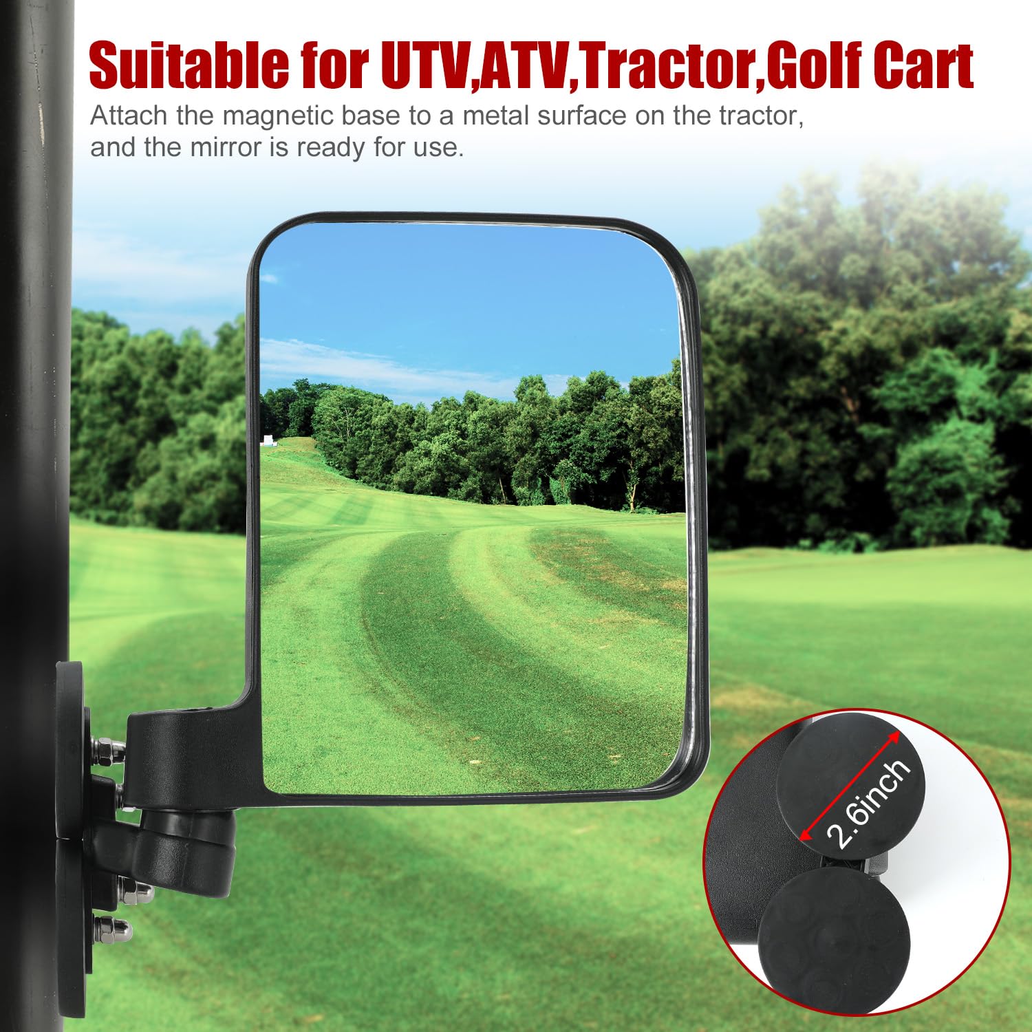 SUNPIE universal-fit mirrors work with Kubota, Mahindra, and John Deere