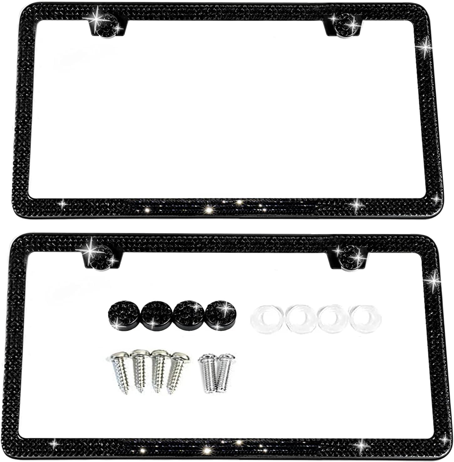 SunplusTrade bling license frame front view with sparkling rhinestones adds luxury to your car