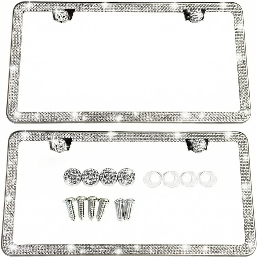 SunplusTrade bling license frame front view with sparkling crystals for stylish car accents.