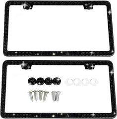 SunplusTrade bling license frame front view with sparkling rhinestones adds luxury to your car