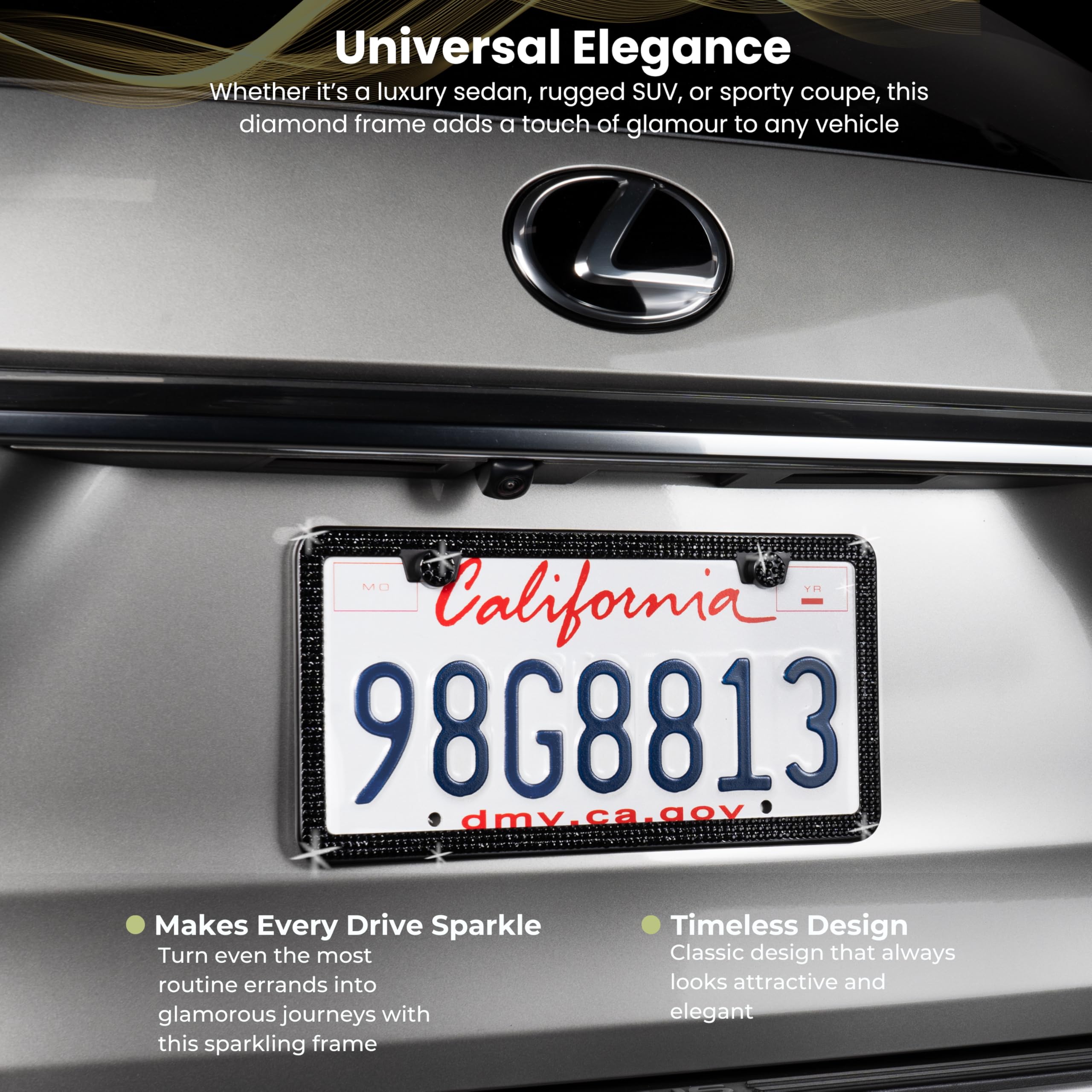 SunplusTrade diamond-cap bling highlights your plate with radiant charm