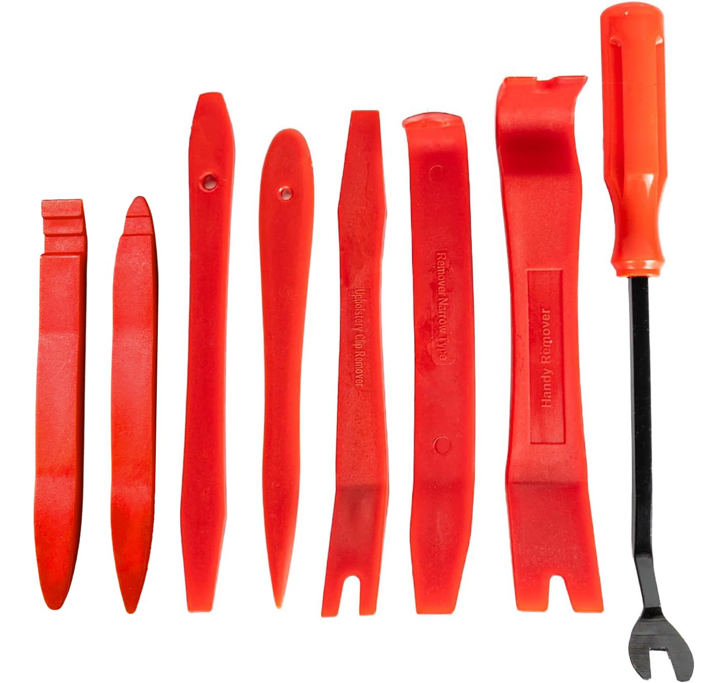 SunplusTrade front view of 8-piece trim tool kit showing full set and pouch for safe storage
