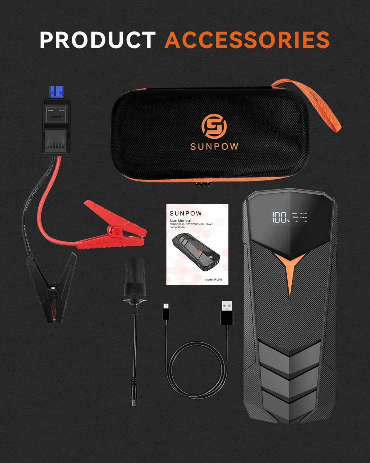 SUNPOW smart jumper cables for safe connections.