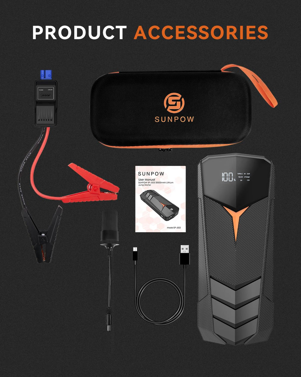 SUNPOW smart jumper cables for safe connections.