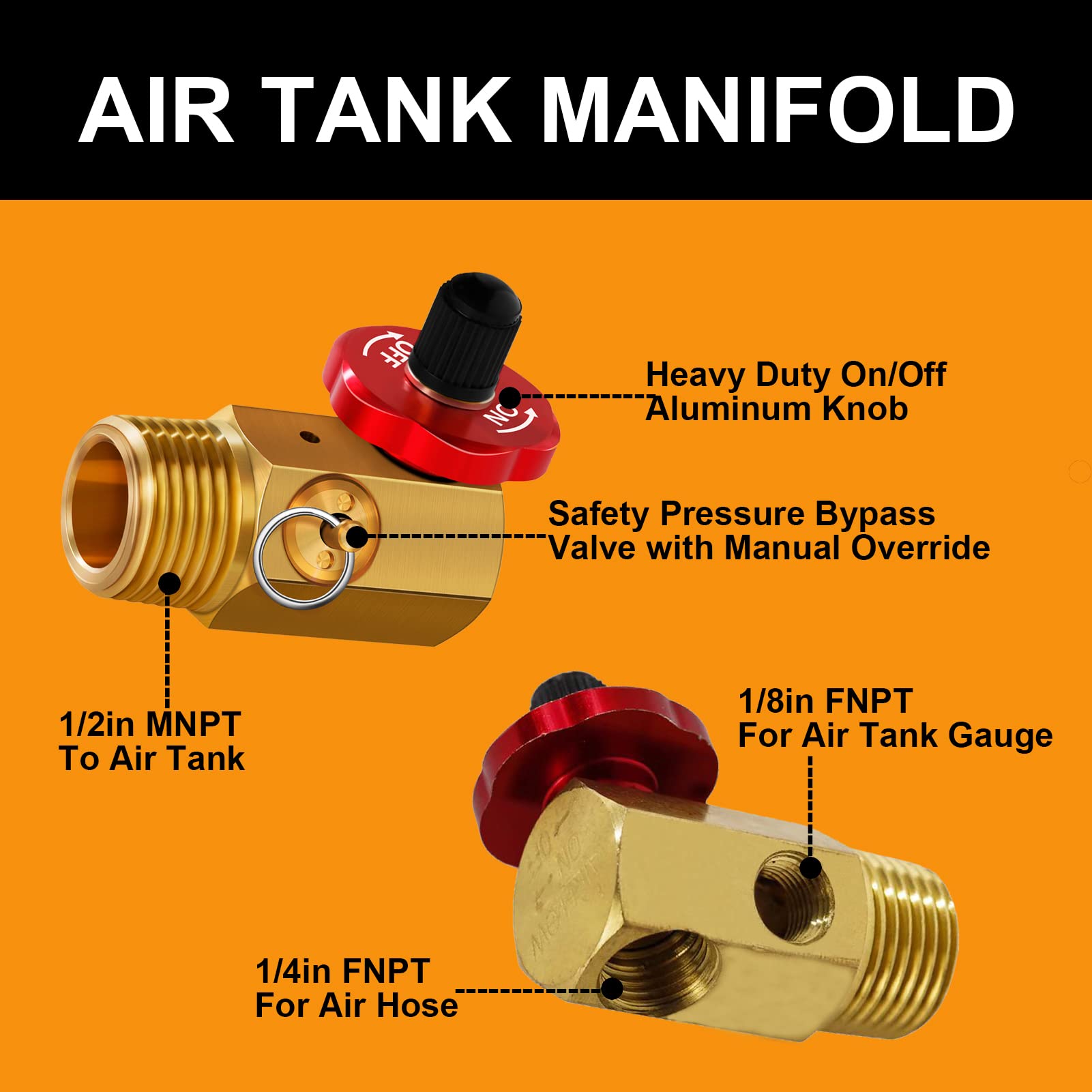 SUNROAD gauge 0-200 PSI clearly shows tank pressure for easy monitoring