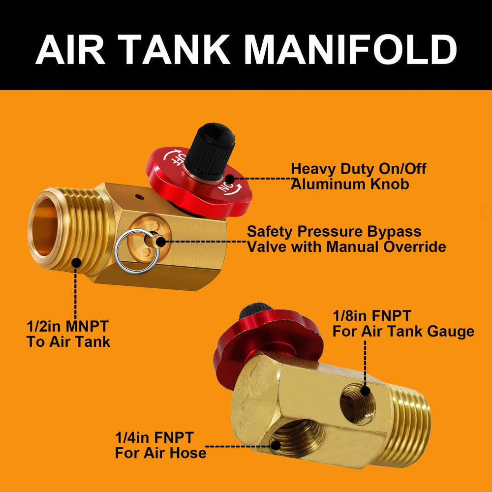 SUNROAD gauge 0-200 PSI clearly shows tank pressure for easy monitoring