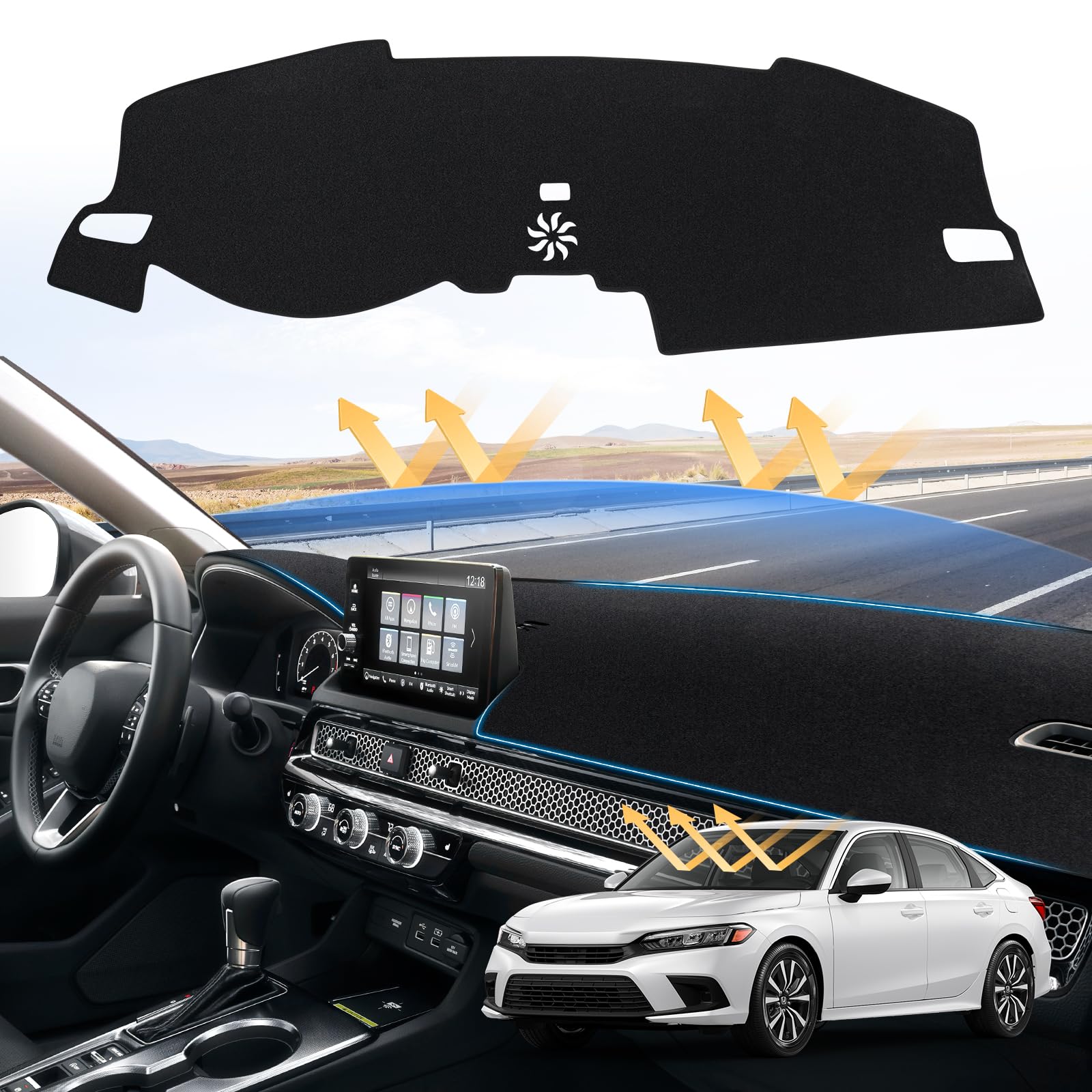 Sunsdrew Civic Dash Cover—perfect fit for 2022–2026 Civics.