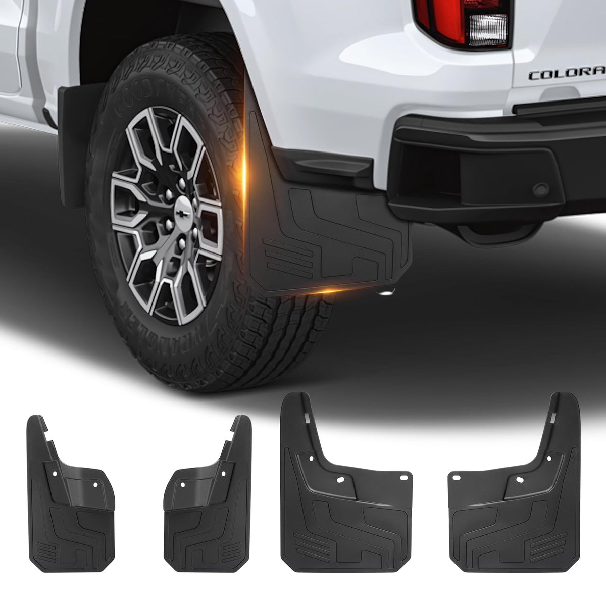 Sunsdrew mud flaps front-left on Colorado protect tires and guard paint from debris