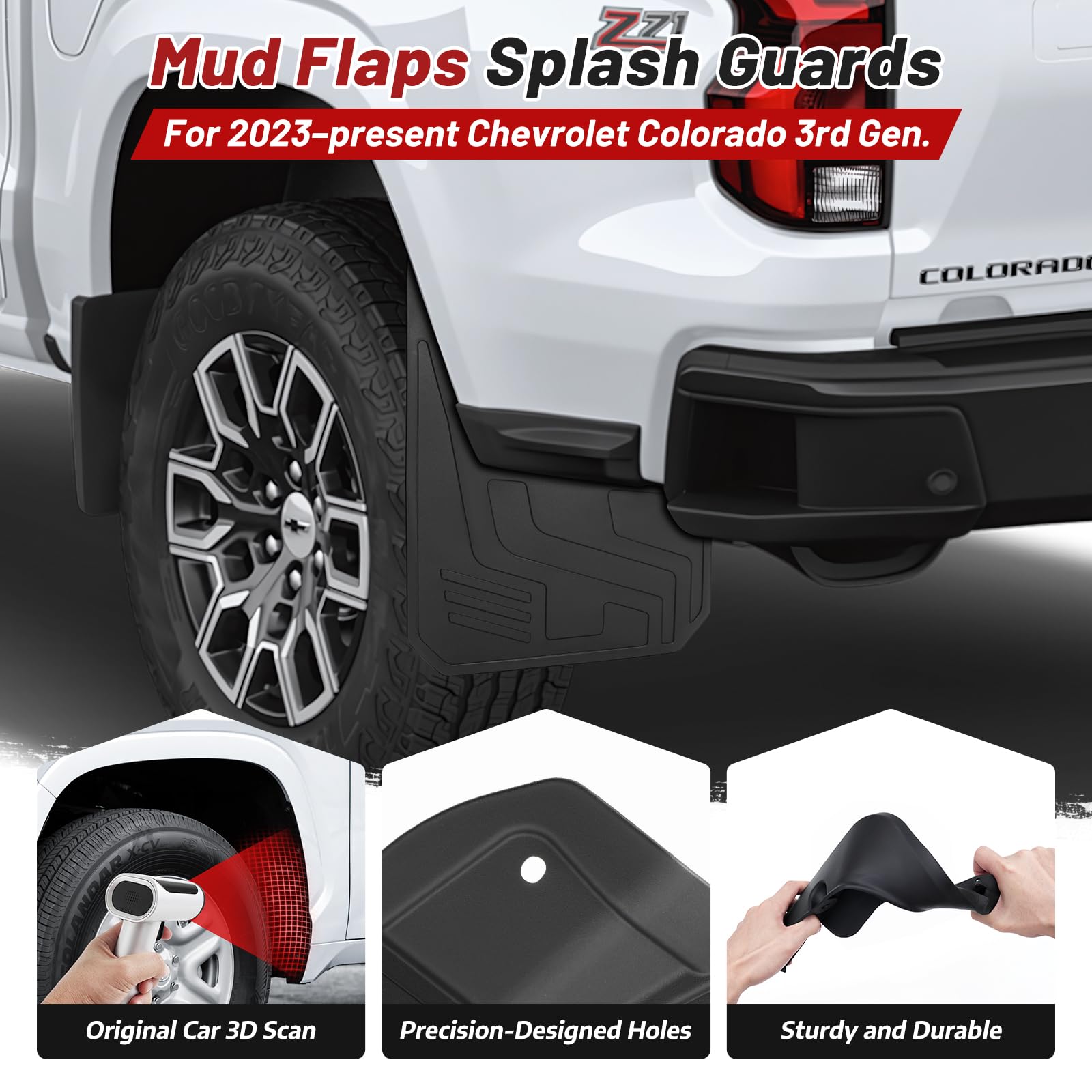 Sunsdrew mud flaps rear-right on Colorado reduce splash for rear passengers