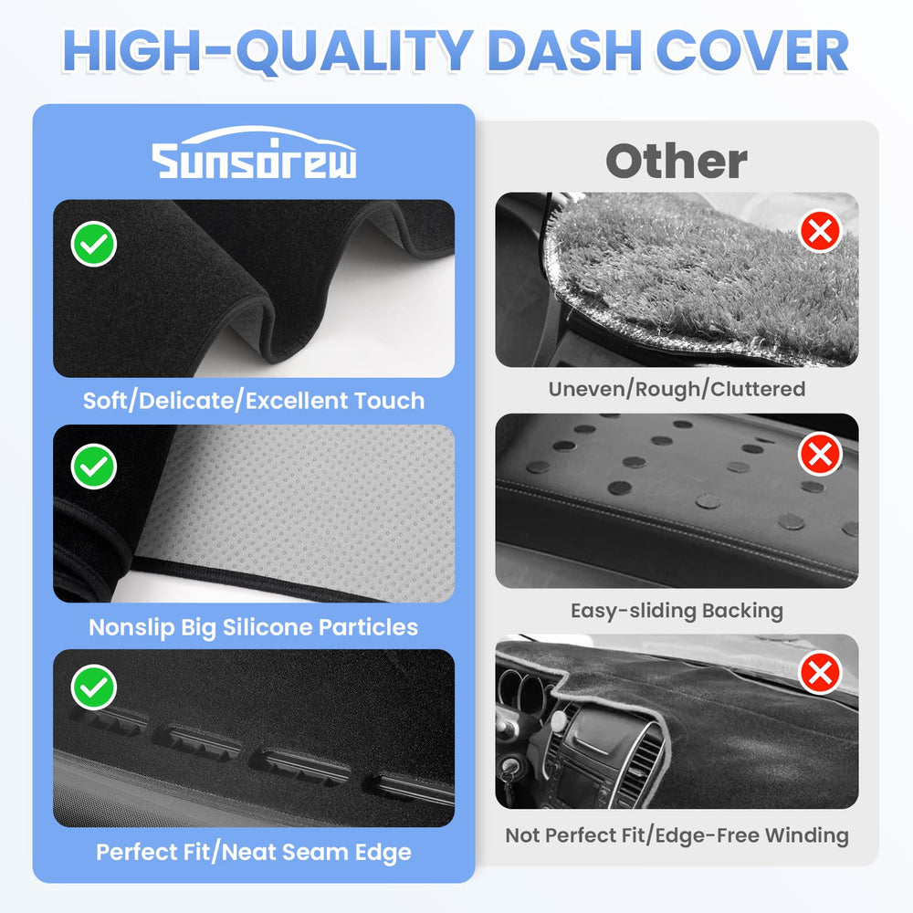 Sunsdrew non-slip mesh dash cover stays in place for safer, distraction-free driving.