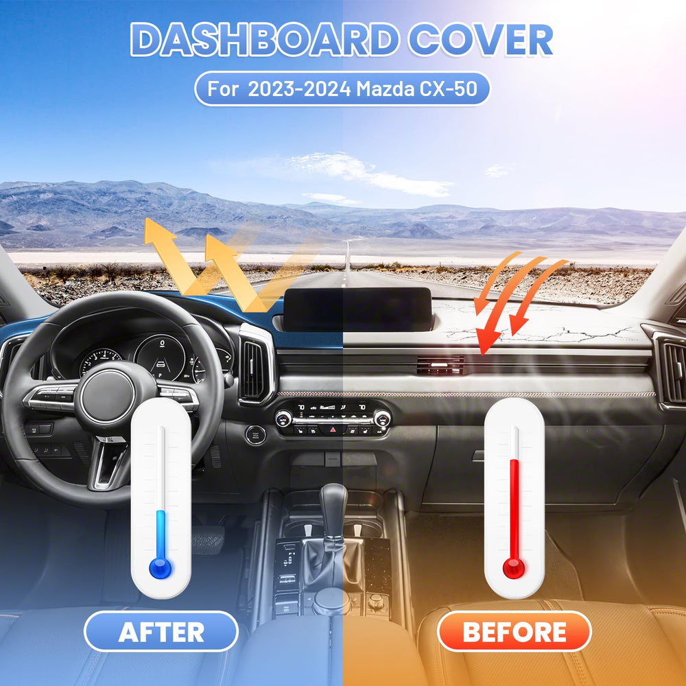 Sunsdrew CX50 dash cover in premium suede finish adds luxury and depth.