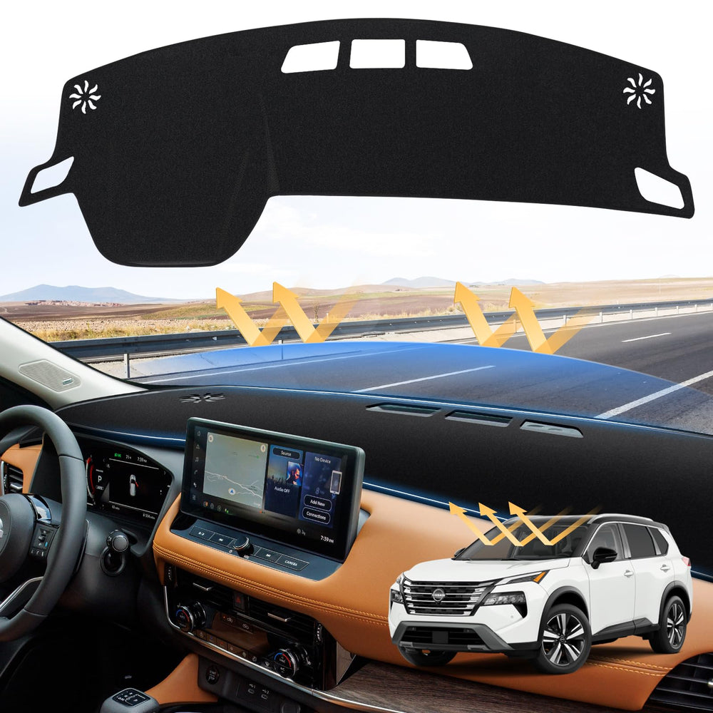 Sunsdrew dash cover fits Nissan Rogue dashboard and reduces glare for safer driving.