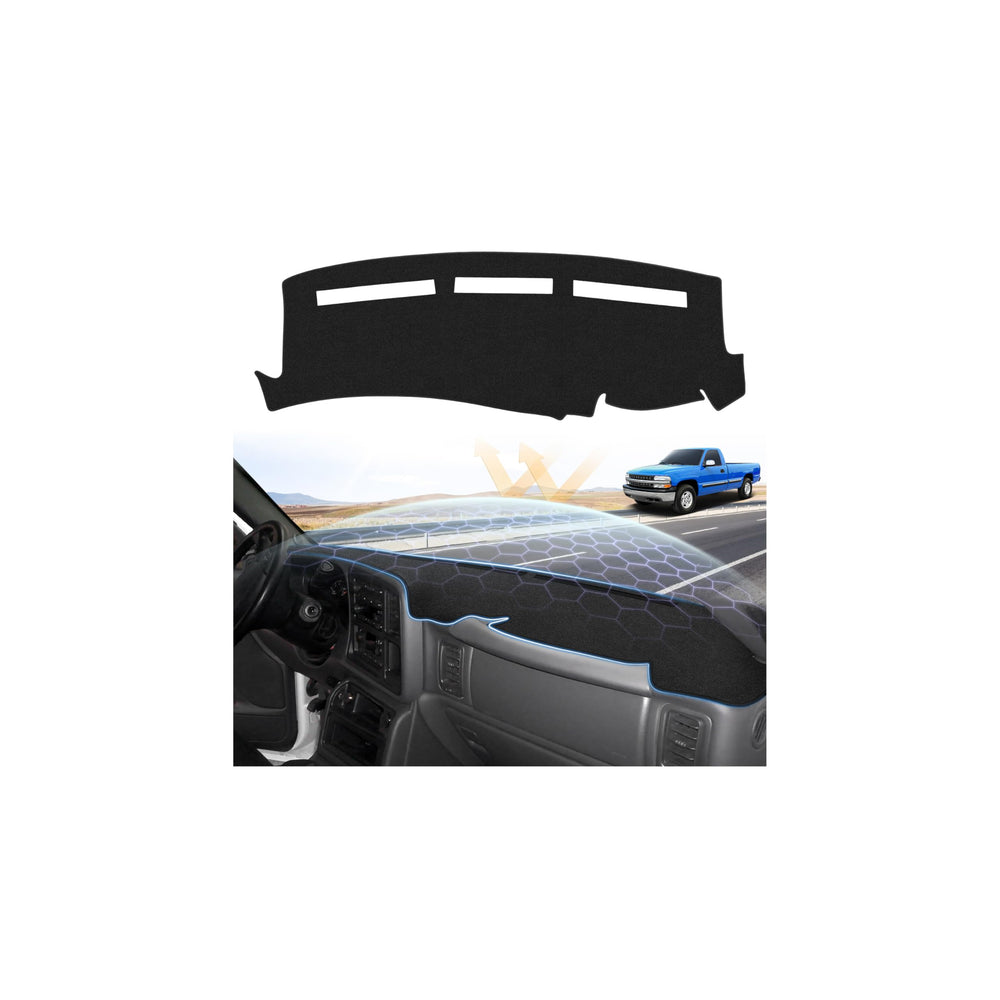 Sunsdrew dash cover fits Silverado and Sierra interiors, protecting from sun damage.