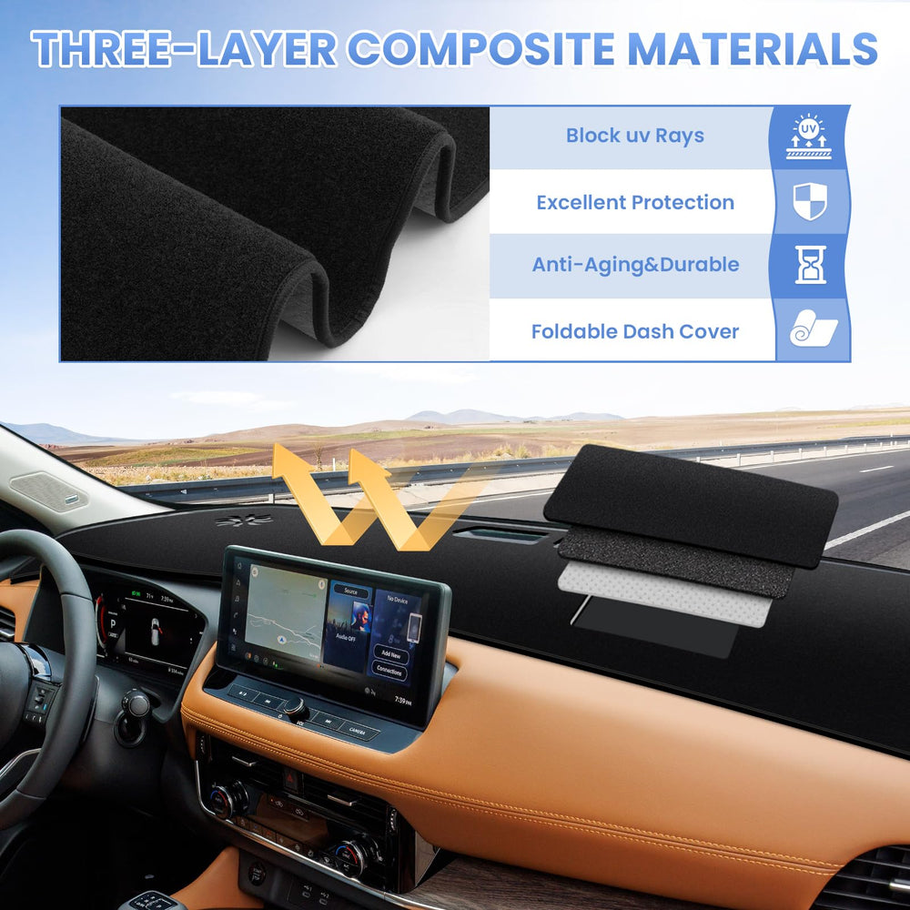 Sunsdrew dash cover features non-slip mesh to stay in place.