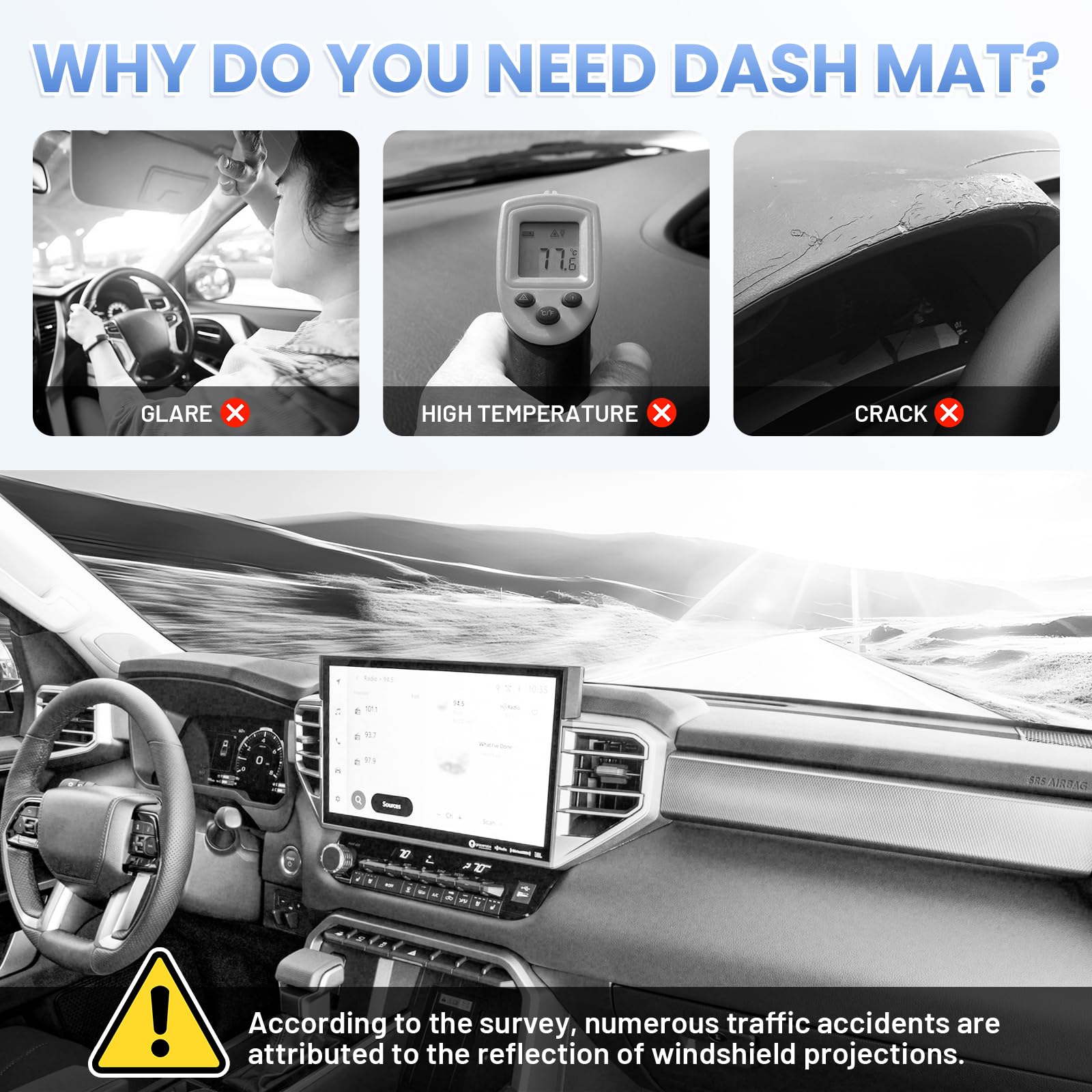 Sunsdrew dash cover installs easily without tools