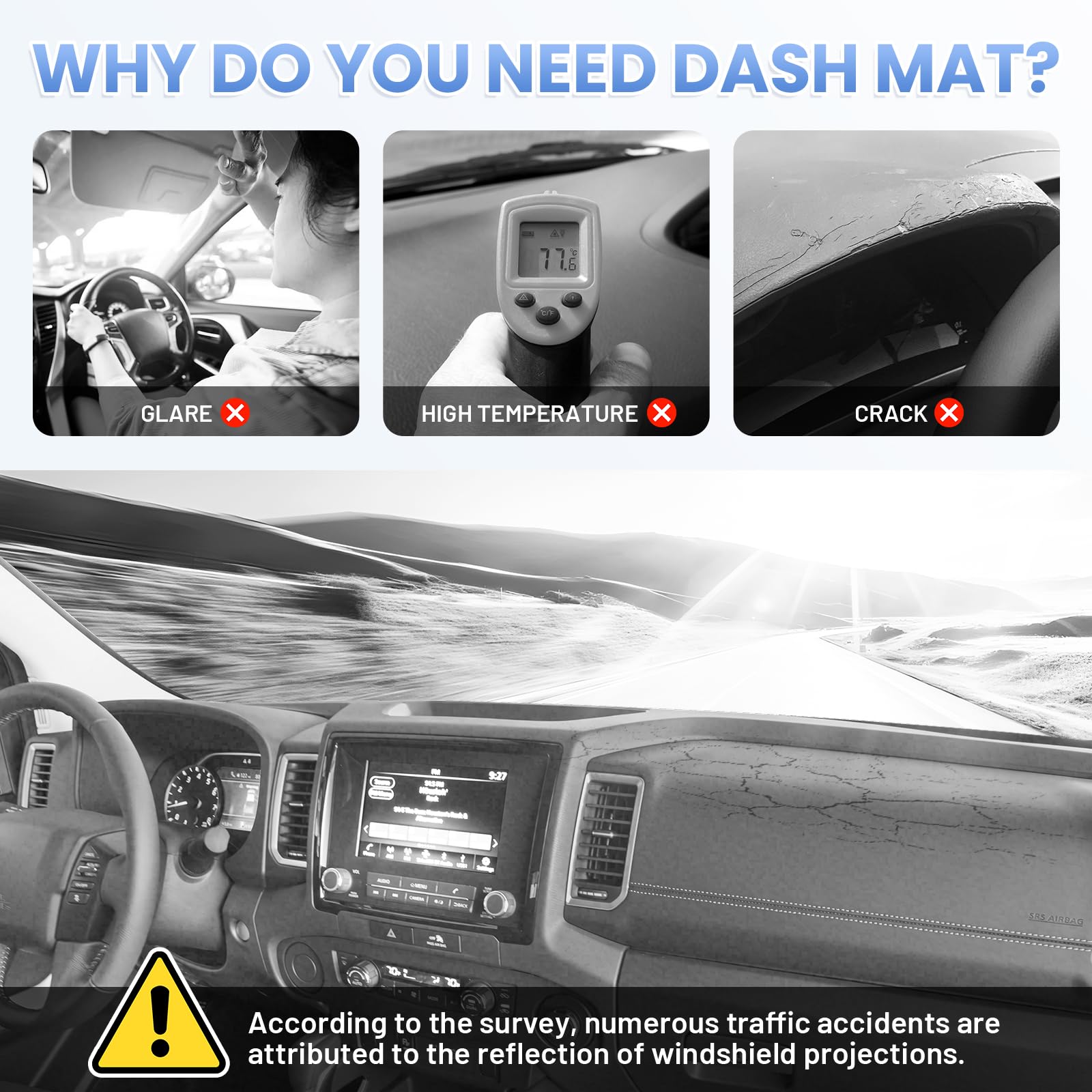Sunsdrew Frontier easy-install dash mat with no-tools setup.